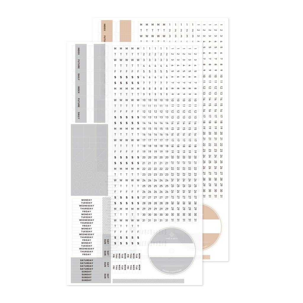 “RECORD” – LABEL 日期標示和紙貼紙（兩入）